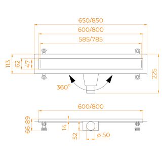 Душевой лоток RGW Drain Leo-21 60212180-01 80см под плитку хром